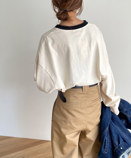 RED CHOP WORKS（レッドチョップワークス）の「RED CHOP WORKS(レッドチョップワークス) "I'M JUST FINE" ロングTシャツ（Tシャツ/カットソー・レディース・キナリ/ベージュ/ホワイト・38）」の7枚目の写真