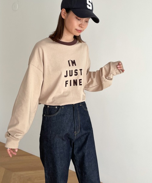 RED CHOP WORKS（レッドチョップワークス）の「RED CHOP WORKS(レッドチョップワークス) "I'M JUST FINE" ロングTシャツ（Tシャツ/カットソー・レディース・キナリ/ベージュ/ホワイト・38）」の11枚目の写真