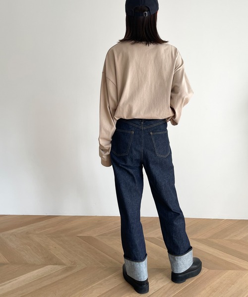 RED CHOP WORKS（レッドチョップワークス）の「RED CHOP WORKS(レッドチョップワークス) "I'M JUST FINE" ロングTシャツ（Tシャツ/カットソー・レディース・キナリ/ベージュ/ホワイト・38）」の6枚目の写真