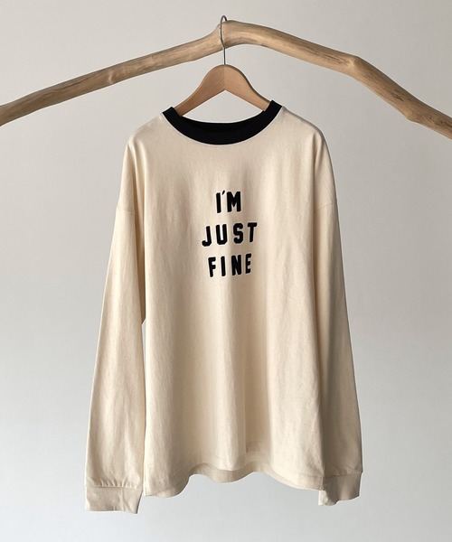 RED CHOP WORKS（レッドチョップワークス）の「RED CHOP WORKS(レッドチョップワークス) "I'M JUST FINE" ロングTシャツ（Tシャツ/カットソー・レディース・キナリ/ベージュ/ホワイト・38）」の4枚目の写真