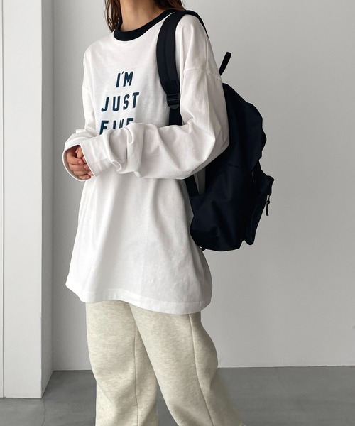 RED CHOP WORKS（レッドチョップワークス）の「RED CHOP WORKS(レッドチョップワークス) "I'M JUST FINE" ロングTシャツ（Tシャツ/カットソー・レディース・キナリ/ベージュ/ホワイト・38）」の12枚目の写真