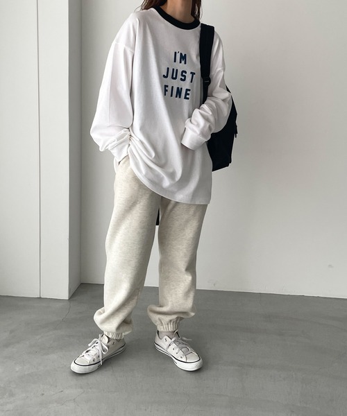 RED CHOP WORKS（レッドチョップワークス）の「RED CHOP WORKS(レッドチョップワークス) "I'M JUST FINE" ロングTシャツ（Tシャツ/カットソー・レディース・キナリ/ベージュ/ホワイト・38）」の14枚目の写真