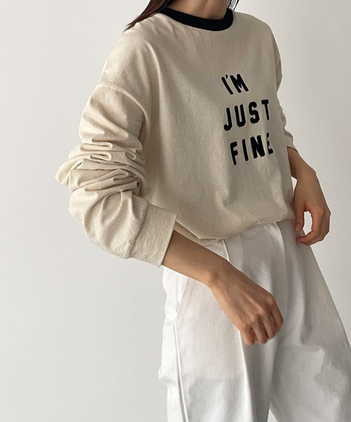 RED CHOP WORKS（レッドチョップワークス）の「RED CHOP WORKS(レッドチョップワークス) "I'M JUST FINE" ロングTシャツ（Tシャツ/カットソー・レディース・キナリ/ベージュ/ホワイト・38）」の15枚目の写真
