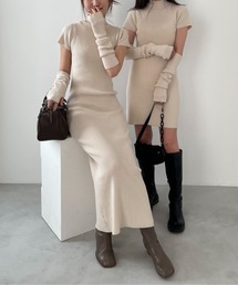 EPIMI E'PIMMY | 【ミニ・ロングあり】アームウォーマー付プチハイリブニットワンピース(ワンピース)