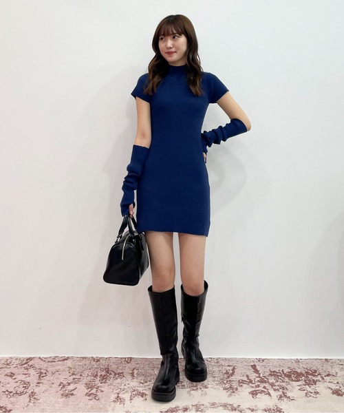 EPIMI E'PIMMY（エピミエピミー）の「【ミニ・ロングあり】アームウォーマー付プチハイリブニットワンピース（ワンピース・レディース・ダークブルー/アイボリー/ブラック/グレイッシュベージュ/オリーブ・MEDIUM/TALL）」の22枚目の写真