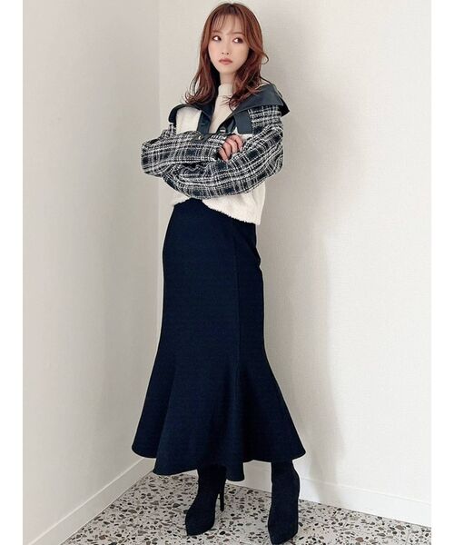 RESEXXY（リゼクシー）の「【WEB限定】ツイードボアジャケット（ライダースジャケット・レディース・ブラック/ブラウン・FREE）」の5枚目の写真