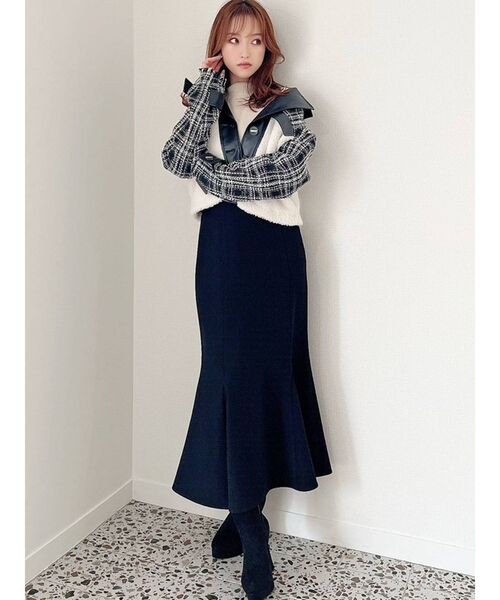 RESEXXY（リゼクシー）の「【WEB限定】ツイードボアジャケット（ライダースジャケット・レディース・ブラック/ブラウン・FREE）」の6枚目の写真