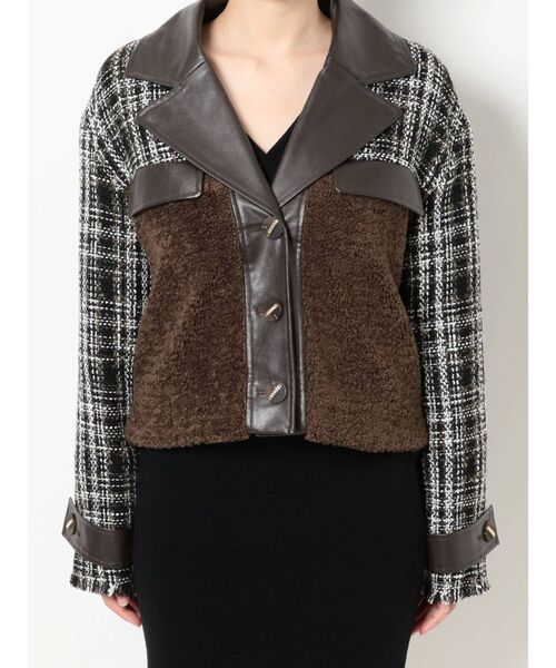 RESEXXY（リゼクシー）の「【WEB限定】ツイードボアジャケット（ライダースジャケット・レディース・ブラック/ブラウン・FREE）」の14枚目の写真