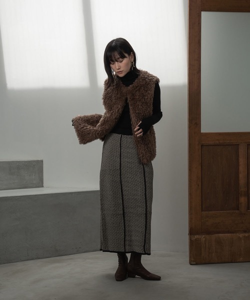 I_am（アイアム）の「jacquard knit tight skirt（スカート・レディース・ブラック/アイボリー/オリーブ・FREE）」の14枚目の写真