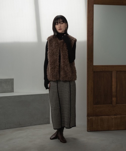 I_am（アイアム）の「jacquard knit tight skirt（スカート・レディース・ブラック/アイボリー/オリーブ・FREE）」の15枚目の写真