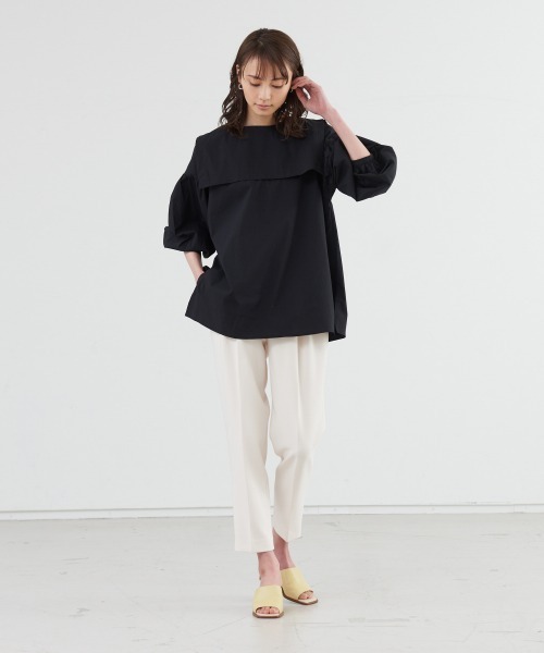 abahouse mavie（アバハウスマヴィ）の「【感嘆/セットアップ対応】タックテーパードパンツ（スラックス・レディース・ブラック/オフホワイト/ブルー/オレンジ/ダークネイビー/イエロー・32/40/34/38/36）」の11枚目の写真