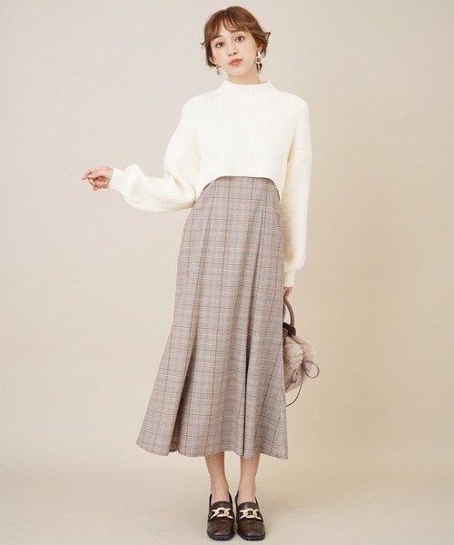 31 Sons de mode(トランテアン ソン ドゥ モード)の「ミニ丈ニット×マーメイドキャミワンピース(ワンピース・レディース・ブラック/ネイビー/オフホワイト・38/36)」の19枚目の写真