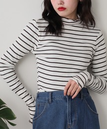 ボーダー タートルネック」に該当するTシャツ/カットソーファッション