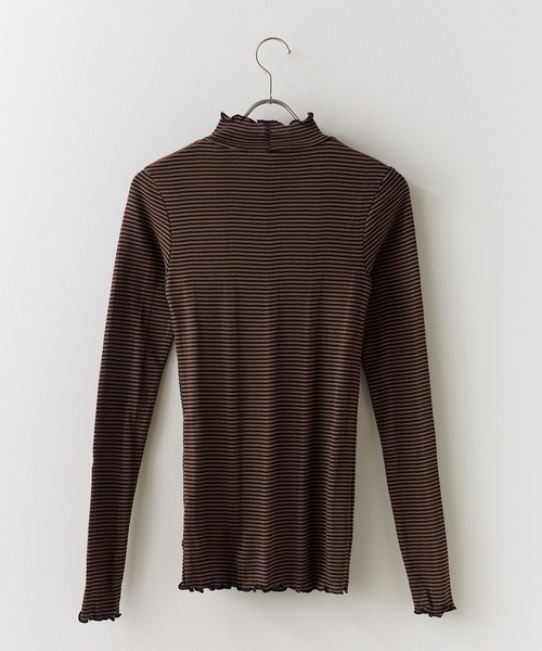MILLER(ミラー)の「R.P.miller/ミラー Prib Turtle LS Tee ボーダー タートルネック カットソー(Tシャツ/カットソー・レディース・グレー/レッド/ホワイト/ブラウン/グリーン/ネイビー・FREE)」の10枚目の写真