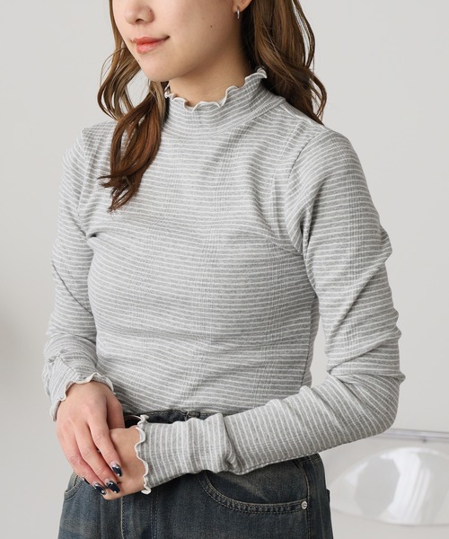 MILLER(ミラー)の「R.P.miller/ミラー Prib Turtle LS Tee ボーダー タートルネック カットソー(Tシャツ/カットソー・レディース・グレー/レッド/ホワイト/ブラウン/グリーン/ネイビー・FREE)」の20枚目の写真
