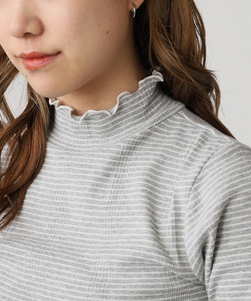 MILLER(ミラー)の「R.P.miller/ミラー Prib Turtle LS Tee ボーダー タートルネック カットソー(Tシャツ/カットソー・レディース・グレー/レッド/ホワイト/ブラウン/グリーン/ネイビー・FREE)」の8枚目の写真