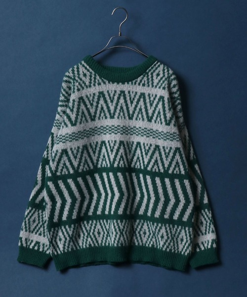 ANPAS（アンパス）の「Total Pattern Shaggy Knit Pullover/総柄 ニット シャギーニット プルオーバー（ニット/セーター・メンズ・ブラック系その他2/ブルー系その他2/ブラウン系その他/ブラック系その他/ブラック系その他3/グリーン系その他/ブルー系その他/パープル系その他/レッド系その他/ブラック系その他4・M/L/LL）」の7枚目の写真