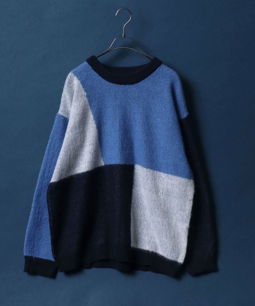 ANPAS（アンパス）の「Total Pattern Shaggy Knit Pullover/総柄 ニット シャギーニット プルオーバー（ニット/セーター・メンズ・ブラック系その他2/ブルー系その他2/ブラウン系その他/ブラック系その他/ブラック系その他3/グリーン系その他/ブルー系その他/パープル系その他/レッド系その他/ブラック系その他4・M/L/LL）」の8枚目の写真