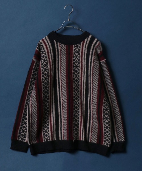 ANPAS（アンパス）の「Total Pattern Shaggy Knit Pullover/総柄 ニット シャギーニット プルオーバー（ニット/セーター・メンズ・ブラック系その他2/ブルー系その他2/ブラウン系その他/ブラック系その他/ブラック系その他3/グリーン系その他/ブルー系その他/パープル系その他/レッド系その他/ブラック系その他4・M/L/LL）」の10枚目の写真