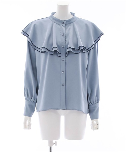 clear(クリア)の「長袖ケープブラウス(シャツ/ブラウス・レディース・オフホワイト/ブラック/ブルーグレー・F)」の1枚目の写真