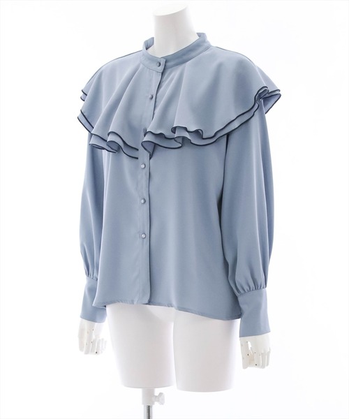 clear(クリア)の「長袖ケープブラウス(シャツ/ブラウス・レディース・オフホワイト/ブラック/ブルーグレー・F)」の4枚目の写真