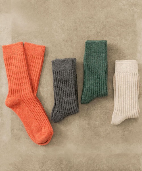 H FOOT WEAR（エイチフットウェア）の「H FOOTWEAR　リブソックス（ソックス/靴下・レディース・グレー/オフホワイト/オレンジ/グリーン・FREE）」の5枚目の写真