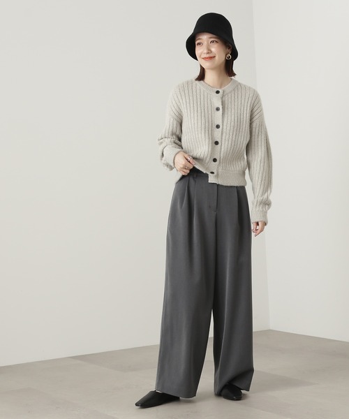 N.(N. Natural Beauty Basic)(エヌエヌナチュラルビューティーベーシック)の「【横田ひかるさん着用】◆ダブルタックワイドストレートパンツ(その他パンツ・レディース・グレー/ピンク/モカ・MEDIUM)」の6枚目の写真