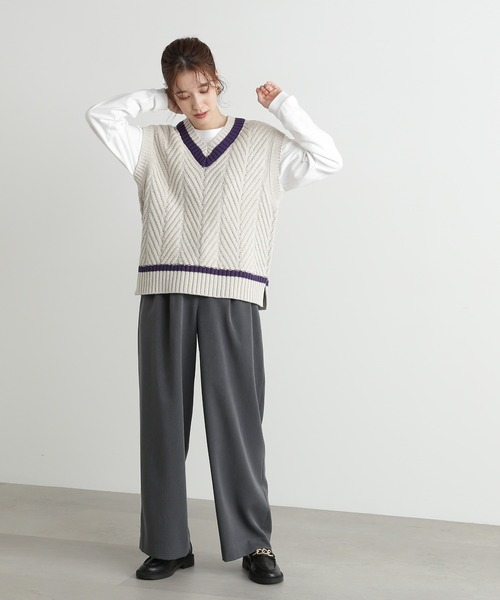 N.(N. Natural Beauty Basic)(エヌエヌナチュラルビューティーベーシック)の「【横田ひかるさん着用】◆ダブルタックワイドストレートパンツ(その他パンツ・レディース・グレー/ピンク/モカ・MEDIUM)」の22枚目の写真