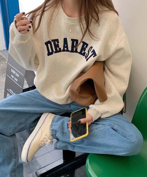 Girly Doll（ガーリードール）の「ビッグシルエットロゴトレーナー（スウェット・レディース・ライトグレー/ネイビー/ベージュ/グリーン・FREE）」の18枚目の写真