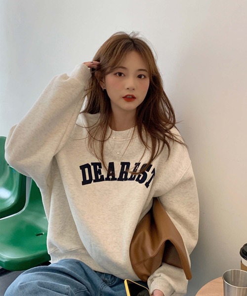 Girly Doll（ガーリードール）の「ビッグシルエットロゴトレーナー（スウェット・レディース・ライトグレー/ネイビー/ベージュ/グリーン・FREE）」の9枚目の写真