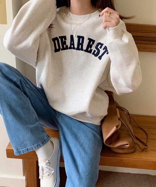 Girly Doll（ガーリードール）の「ビッグシルエットロゴトレーナー（スウェット・レディース・ライトグレー/ネイビー/ベージュ/グリーン・FREE）」の22枚目の写真