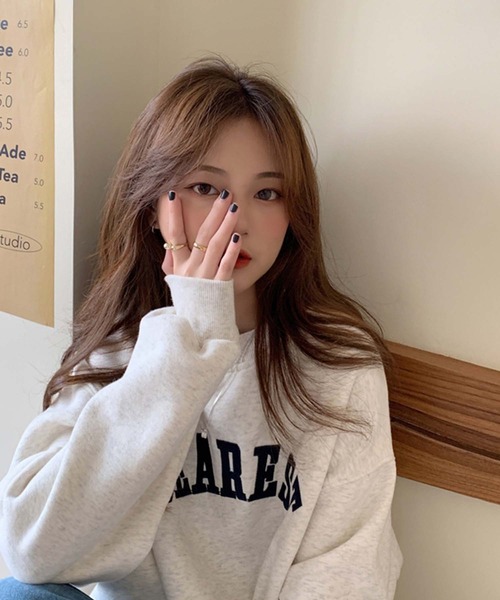 Girly Doll（ガーリードール）の「ビッグシルエットロゴトレーナー（スウェット・レディース・ライトグレー/ネイビー/ベージュ/グリーン・FREE）」の19枚目の写真