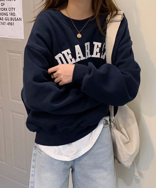 Girly Doll（ガーリードール）の「ビッグシルエットロゴトレーナー（スウェット・レディース・ライトグレー/ネイビー/ベージュ/グリーン・FREE）」の20枚目の写真