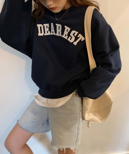 Girly Doll（ガーリードール）の「ビッグシルエットロゴトレーナー（スウェット・レディース・ライトグレー/ネイビー/ベージュ/グリーン・FREE）」の17枚目の写真