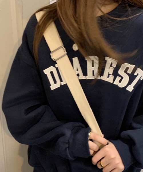 Girly Doll（ガーリードール）の「ビッグシルエットロゴトレーナー（スウェット・レディース・ライトグレー/ネイビー/ベージュ/グリーン・FREE）」の11枚目の写真