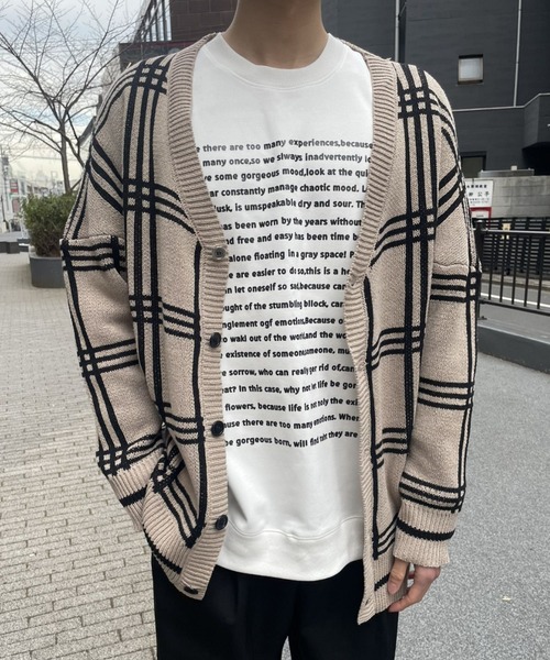 HERMES ベージュ チェック柄 カーディガン ブルーレーベルクレストブリッジ BLUE LABEL CRESTBRIDGE ヘアリー