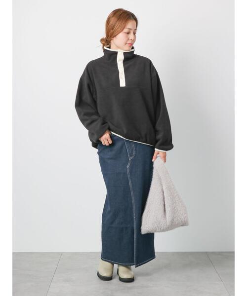 Lugnoncure（ルノンキュール）の「フリースハイネック配色トップス（Tシャツ/カットソー・レディース・オフホワイト/グレー/ブラック・ﾌﾘ-）」の15枚目の写真