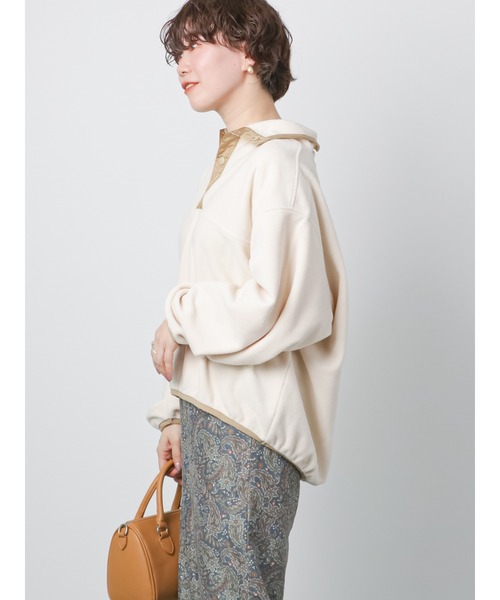 Lugnoncure（ルノンキュール）の「フリースハイネック配色トップス（Tシャツ/カットソー・レディース・オフホワイト/グレー/ブラック・ﾌﾘ-）」の9枚目の写真