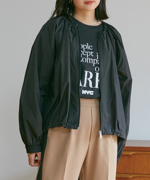 LAVEANGE（ラビアンジェ）の「[洗える]ドロストライトブルゾン（ブルゾン・レディース・アイボリー/カーキ/ブラック・M/LL/3L/4L）」の8枚目の写真