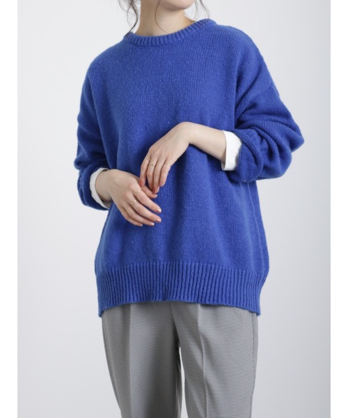 Samansa Mos2 blue(サマンサモスモスブルー)の「クルーネックニットプルオーバー(ニット/セーター・レディース・ブルー/グリーン/シルバーグレー・フリ-)」の9枚目の写真