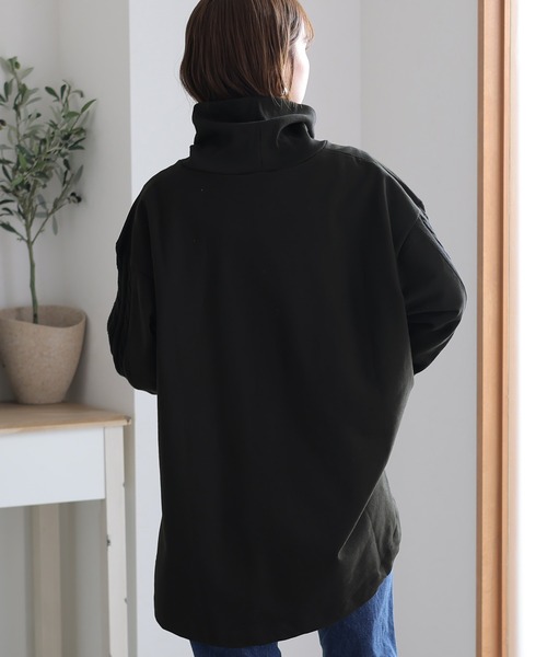 ElegChic(エレグシック)の「ニットドッキングハイネック裏起毛プルオーバー(Tシャツ/カットソー・レディース・ライトベージュ/杢グレー/ライトカーキ/ブラック・4L/XL/M)」の7枚目の写真