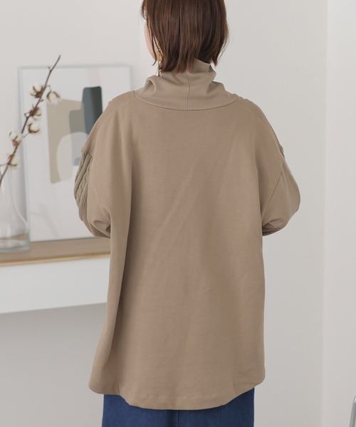 ElegChic(エレグシック)の「ニットドッキングハイネック裏起毛プルオーバー(Tシャツ/カットソー・レディース・ライトベージュ/杢グレー/ライトカーキ/ブラック・4L/XL/M)」の15枚目の写真