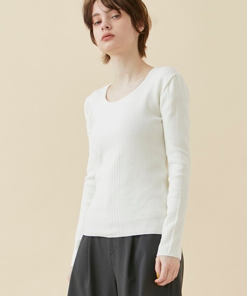 CITY TOKYO（シティトウキョウ）の「【アウトラスト】2WAYリブニットトップス（ニット/セーター・レディース・ブラック/ホワイト/オレンジ・FREE）」の5枚目の写真