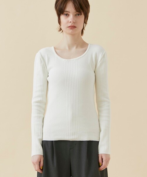 CITY TOKYO（シティトウキョウ）の「【アウトラスト】2WAYリブニットトップス（ニット/セーター・レディース・ブラック/ホワイト/オレンジ・FREE）」の8枚目の写真