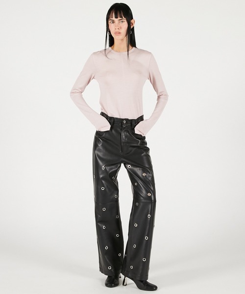 PRANK PROJECT（プランクプロジェクト）の「アイレットヴィーガンレザーコクーンパンツ/Eyelet Vegan Leather Cocoon Pants（その他パンツ・レディース・ホワイト/ブラック・38/36）」の17枚目の写真