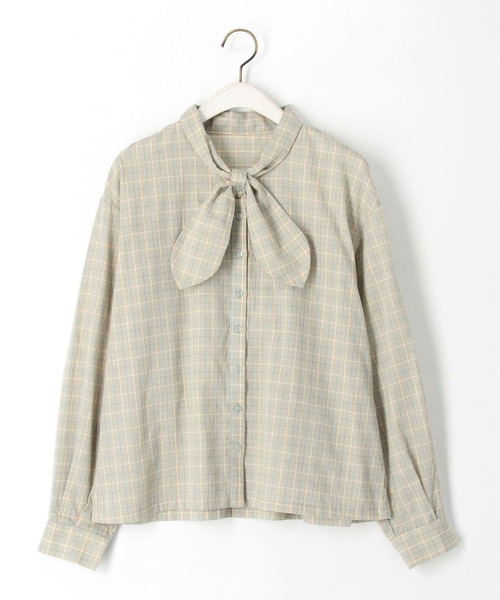 ブルネロクチネリ　モニーレ装飾　シャツブラウス　シルク100％　リボン　スカーフ ブルネロクチネリ|シルクハーフスリーブブラウス - La Natura