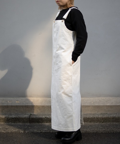 UNIVERSAL OVERALL（ユニバーサルオーバーオール）の「オックス ジャンパースカート / OX JUMPER SKIRT（ジャンパースカート・レディース・カーキオリーブ/ホワイト/ダークネイビー/ブラウン・F）」の5枚目の写真