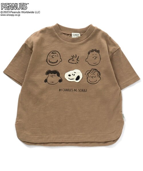 PEANUTS(ピーナッツ)の「PEANUTSコラボ アップリケ刺繍半袖Tシャツ(Tシャツ/カットソー・キッズ・パープル/ベージュ/グリーン/オフホワイト/オレンジ・90/80/120/95/100/140/110/150/130)」の3枚目の写真