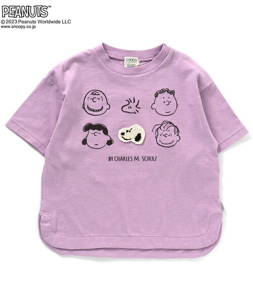 PEANUTS(ピーナッツ)の「PEANUTSコラボ アップリケ刺繍半袖Tシャツ(Tシャツ/カットソー・キッズ・パープル/ベージュ/グリーン/オフホワイト/オレンジ・90/80/120/95/100/140/110/150/130)」の5枚目の写真