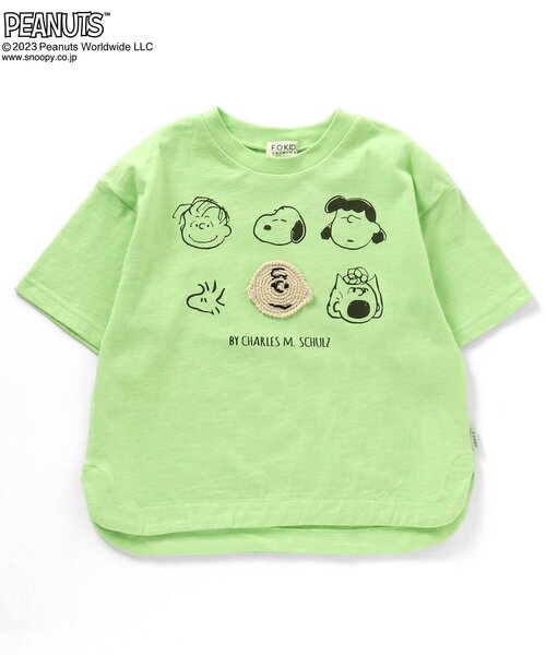 PEANUTS(ピーナッツ)の「PEANUTSコラボ アップリケ刺繍半袖Tシャツ(Tシャツ/カットソー・キッズ・パープル/ベージュ/グリーン/オフホワイト/オレンジ・90/80/120/95/100/140/110/150/130)」の4枚目の写真